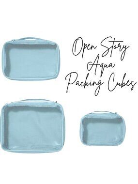 🆕NWOT Open Story Packing Cubes • Aqua • Bundle of 6 Bags • Various Sizes